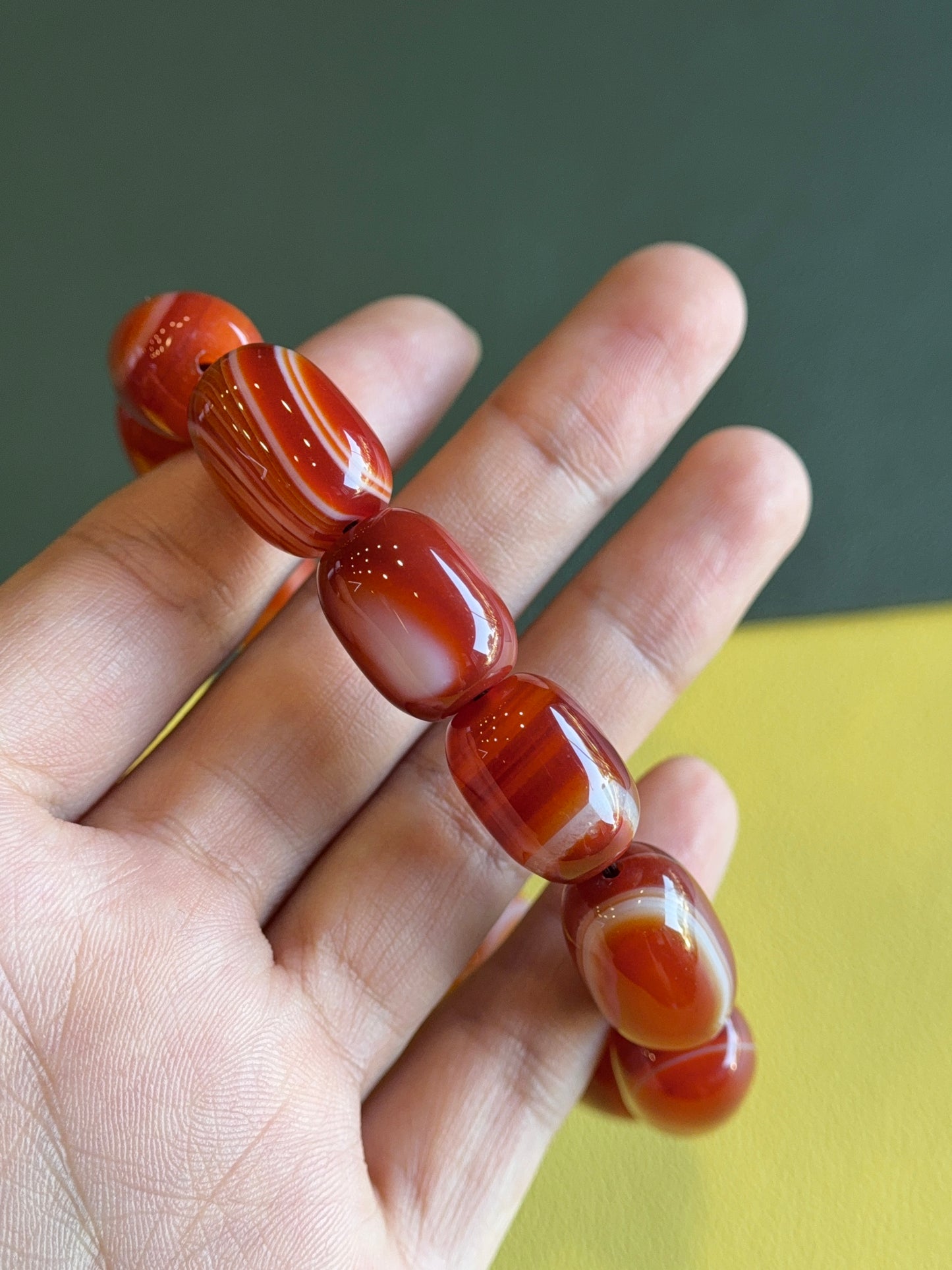 Natural Lu Thong Red Agate Bracelet Size 13.3 mm