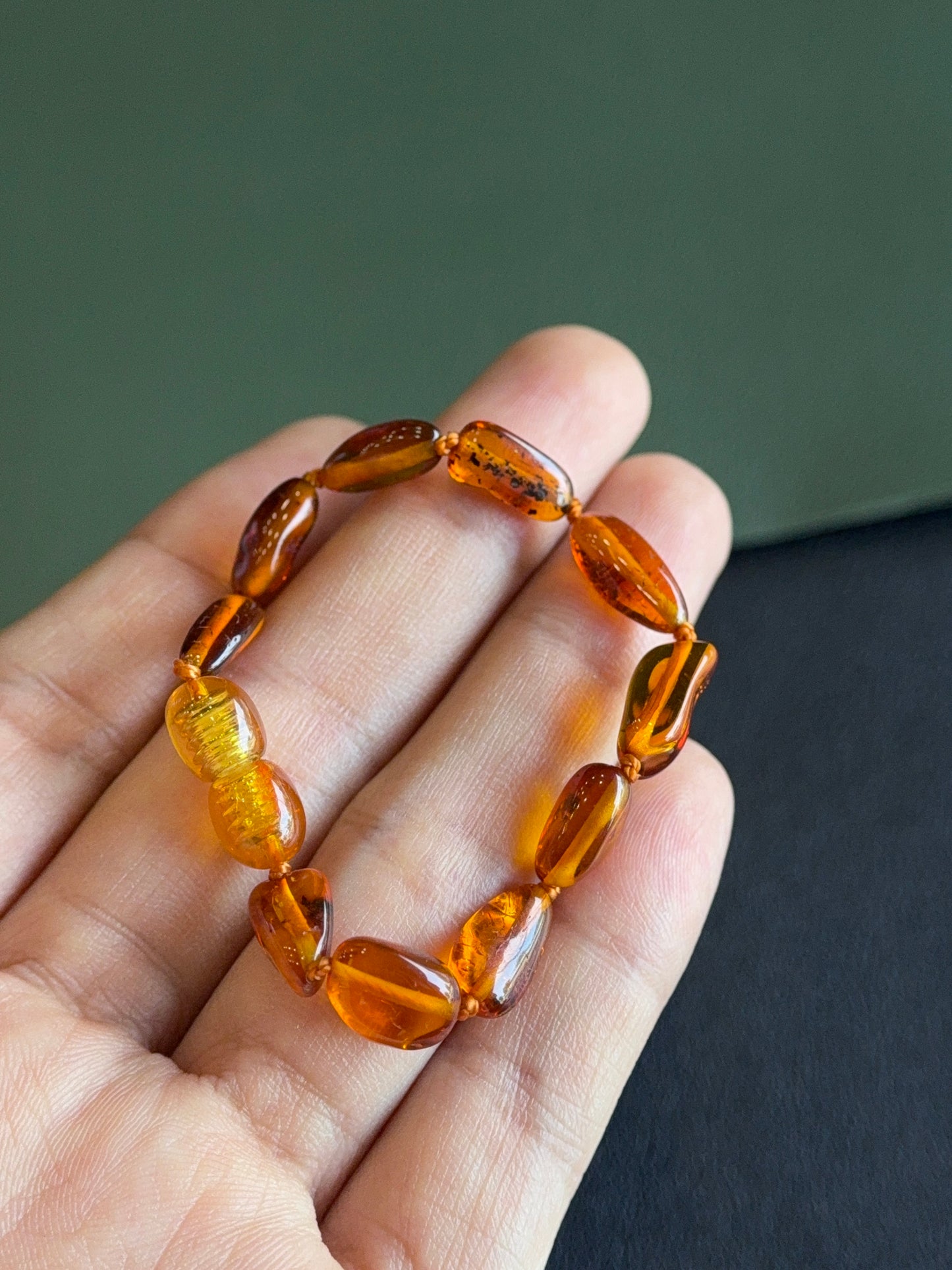 Natural Amber Necklace and Bracelet with Pendant for Kids