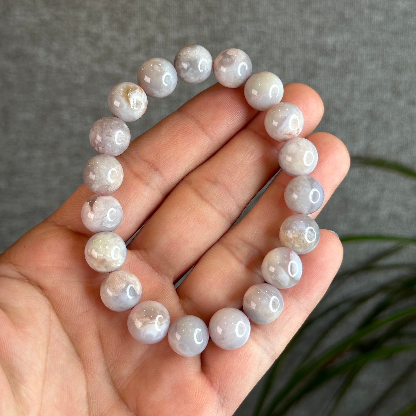 Natural Purple Floral Agate Bracelet Size 11 mm