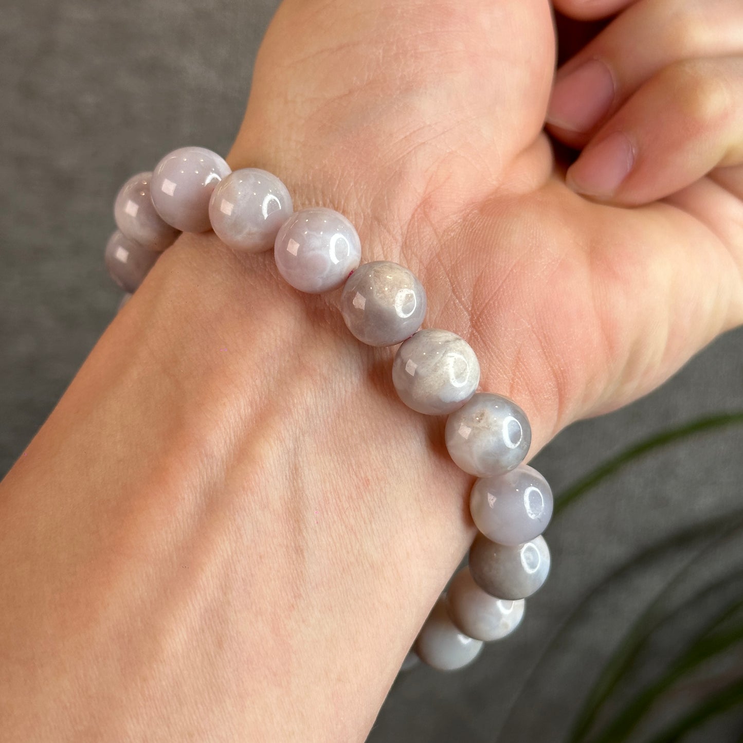 Natural Purple Floral Agate Bracelet Size 11 mm