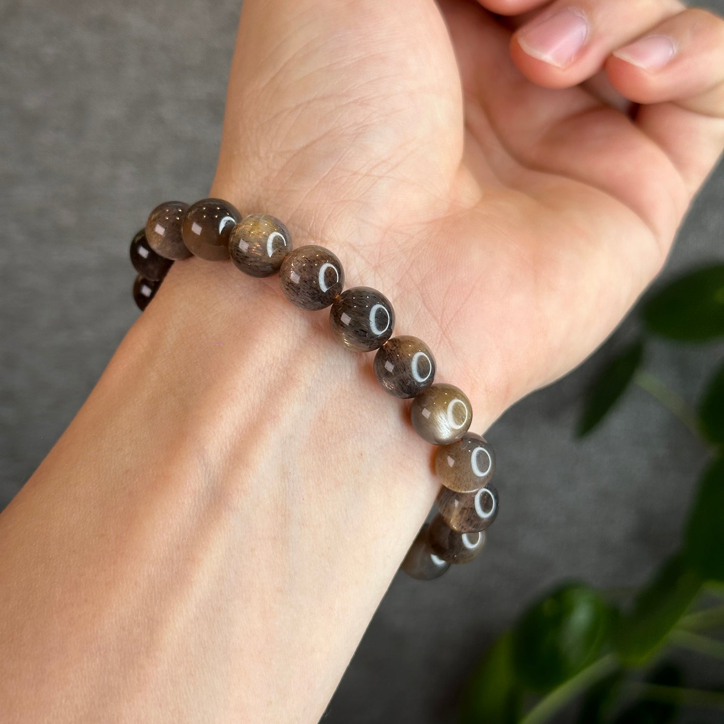 Natural Golden Skeletal Sunstone Bracelet Size 9.8 mm