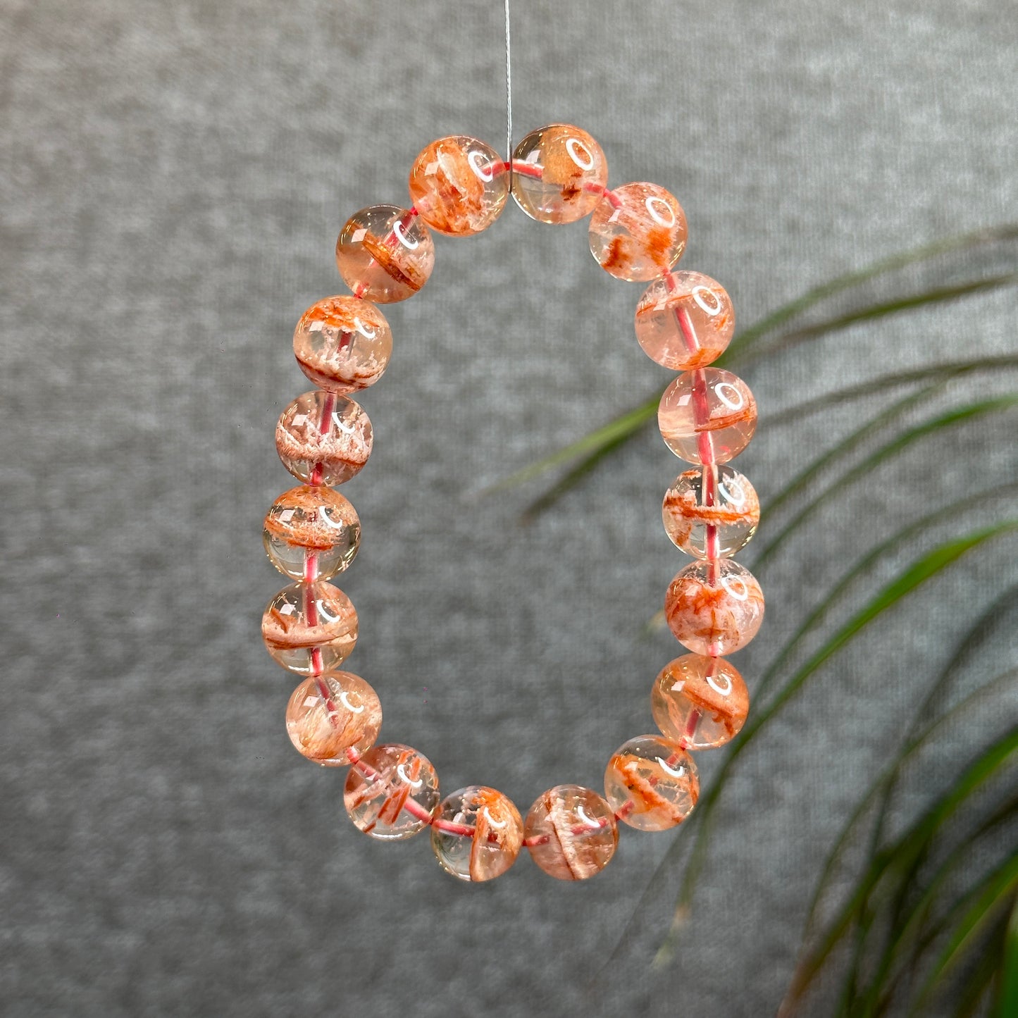 Orange Snowflake Natural Phantom Sericite in Quartz Bracelet Size
