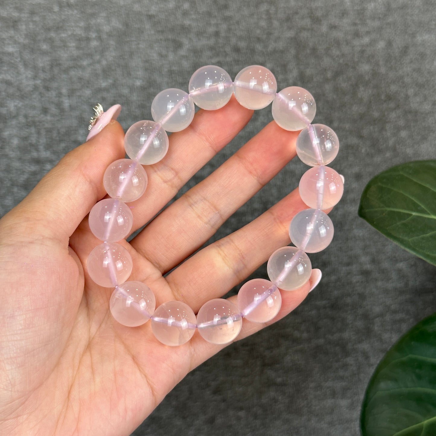 Lavender Mozambique Natural Rose Quartz Bracelet Size 14 mm