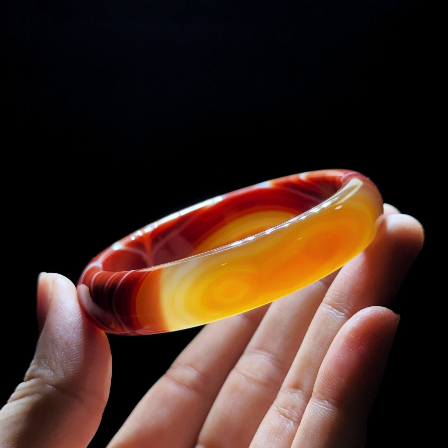 Natural Red Agate Bangle Leaf Style Size 56 mm