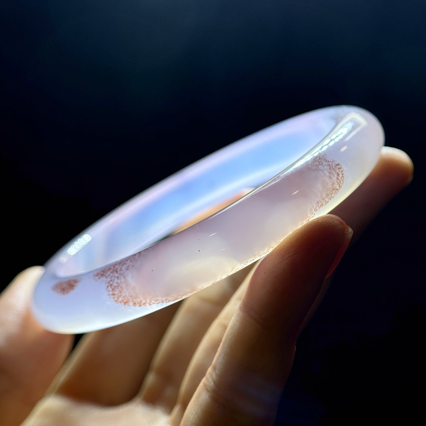 Natural Cinnibar Agate Bangle Leaf Style Size 62 mm