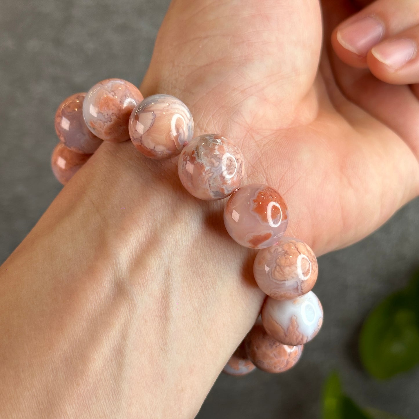 Natural Rose Agate Bracelet Size 15 mm