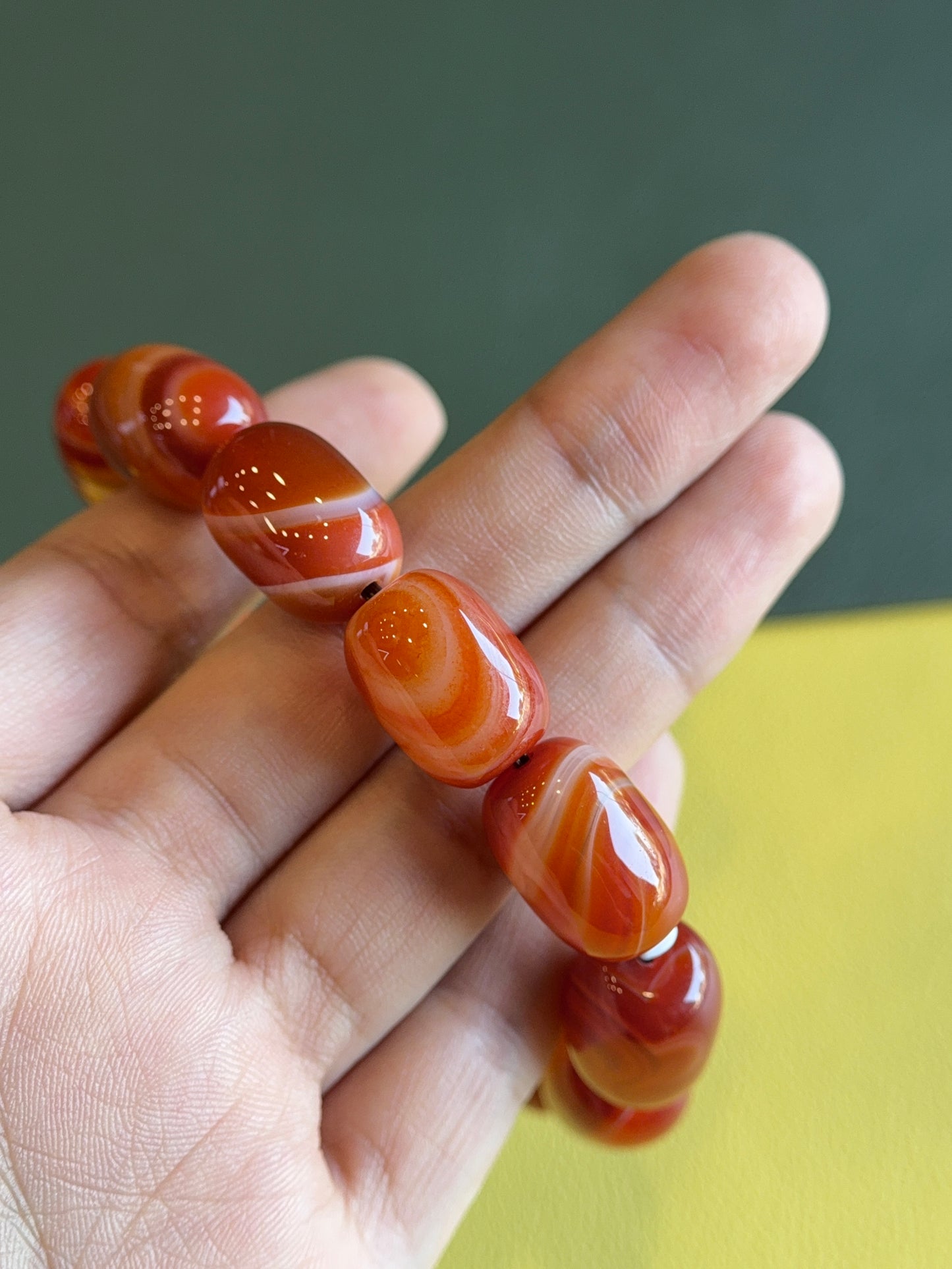 Natural Lu Thong Red Agate Bracelet Size 13.3 mm