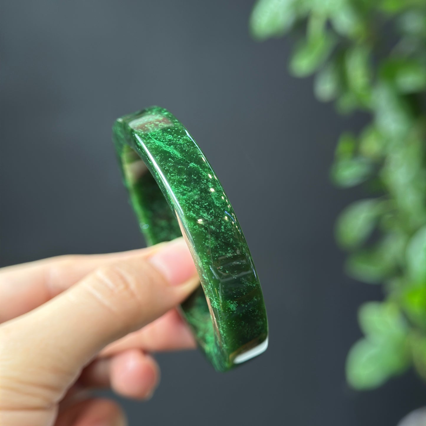 Natural Nephrite Jade VIP Banlge Square Style Size 53.5 mm