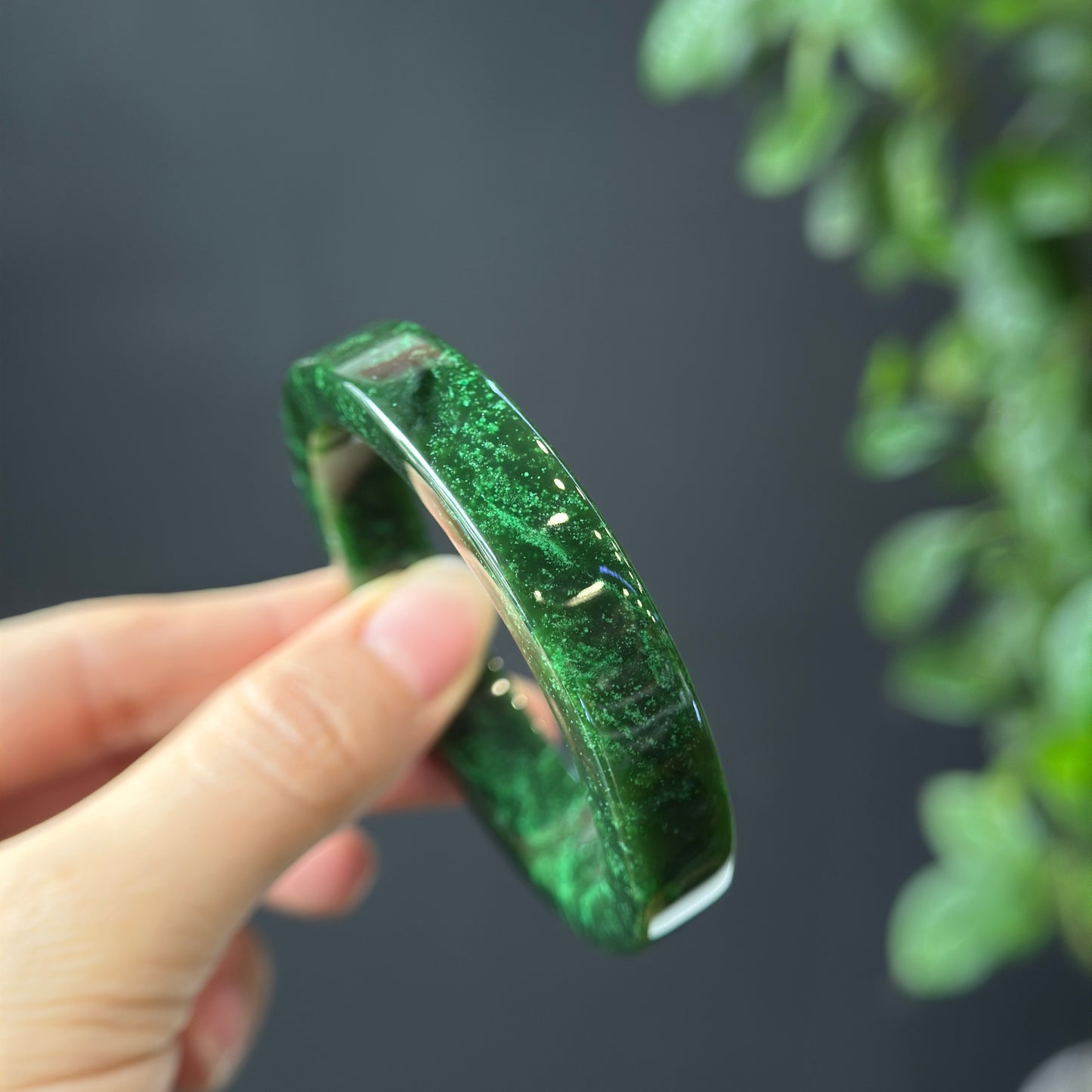 Natural Nephrite Jade VIP Banlge Square Style Size 53.5 mm