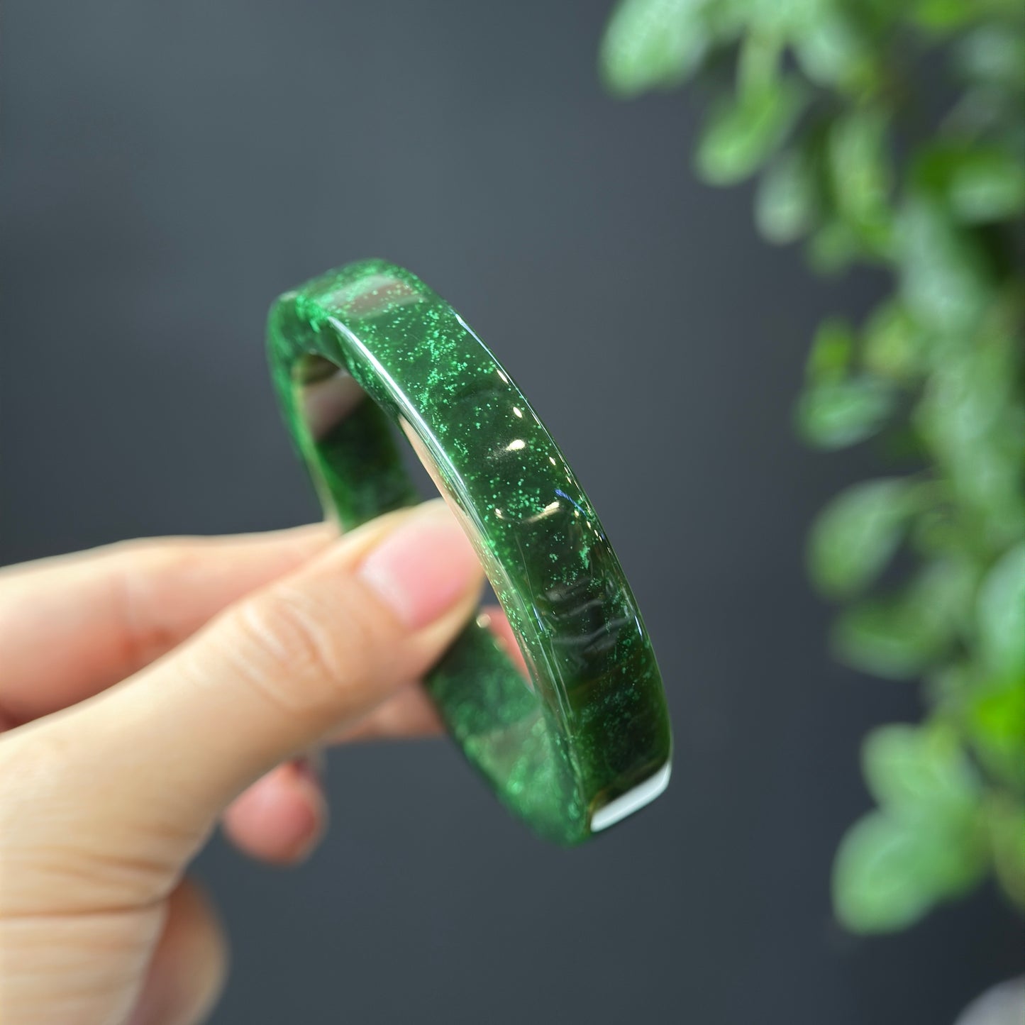 Natural Nephrite Jade VIP Banlge Square Style Size 53.5 mm