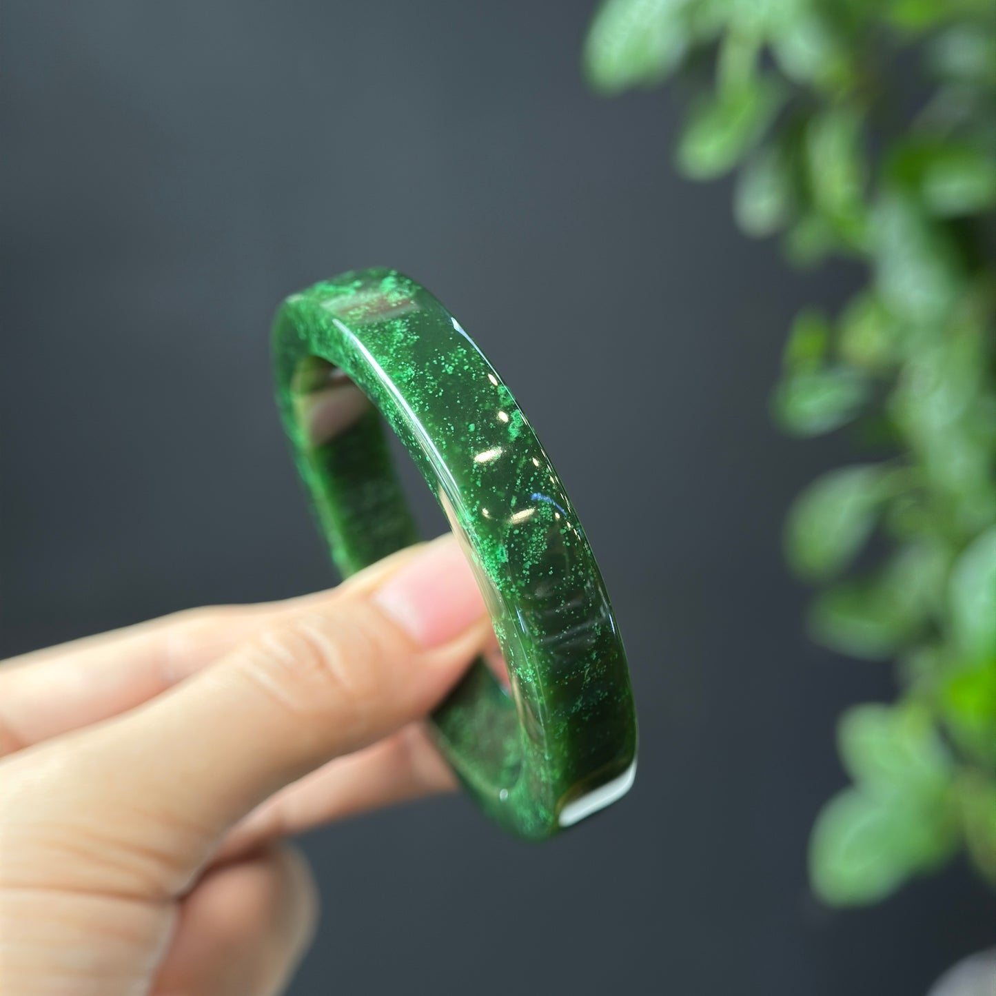 Natural Nephrite Jade VIP Banlge Square Style Size 53.5 mm