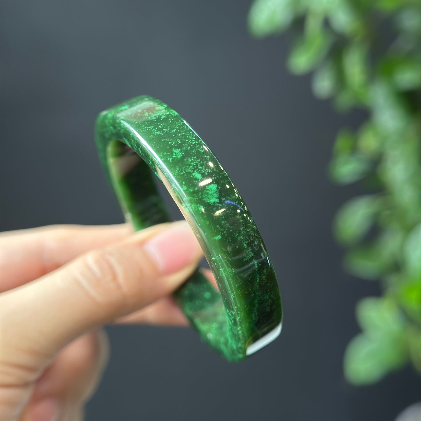 Natural Nephrite Jade VIP Banlge Square Style Size 53.5 mm