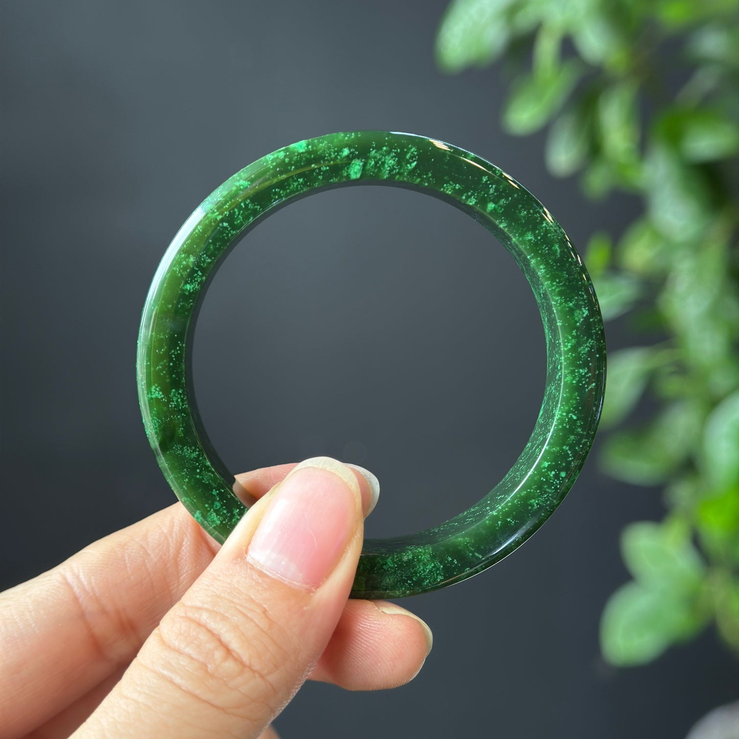 Natural Nephrite Jade VIP Banlge Square Style Size 53.5 mm