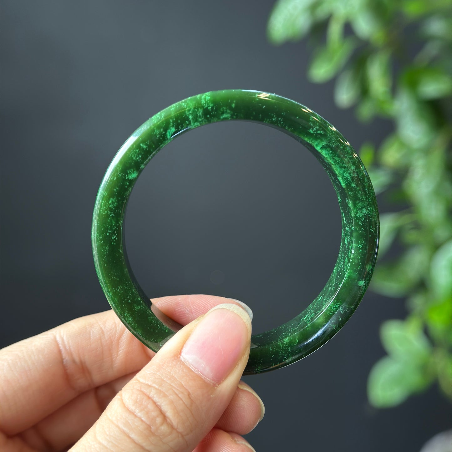 Natural Nephrite Jade VIP Banlge Square Style Size 53.5 mm