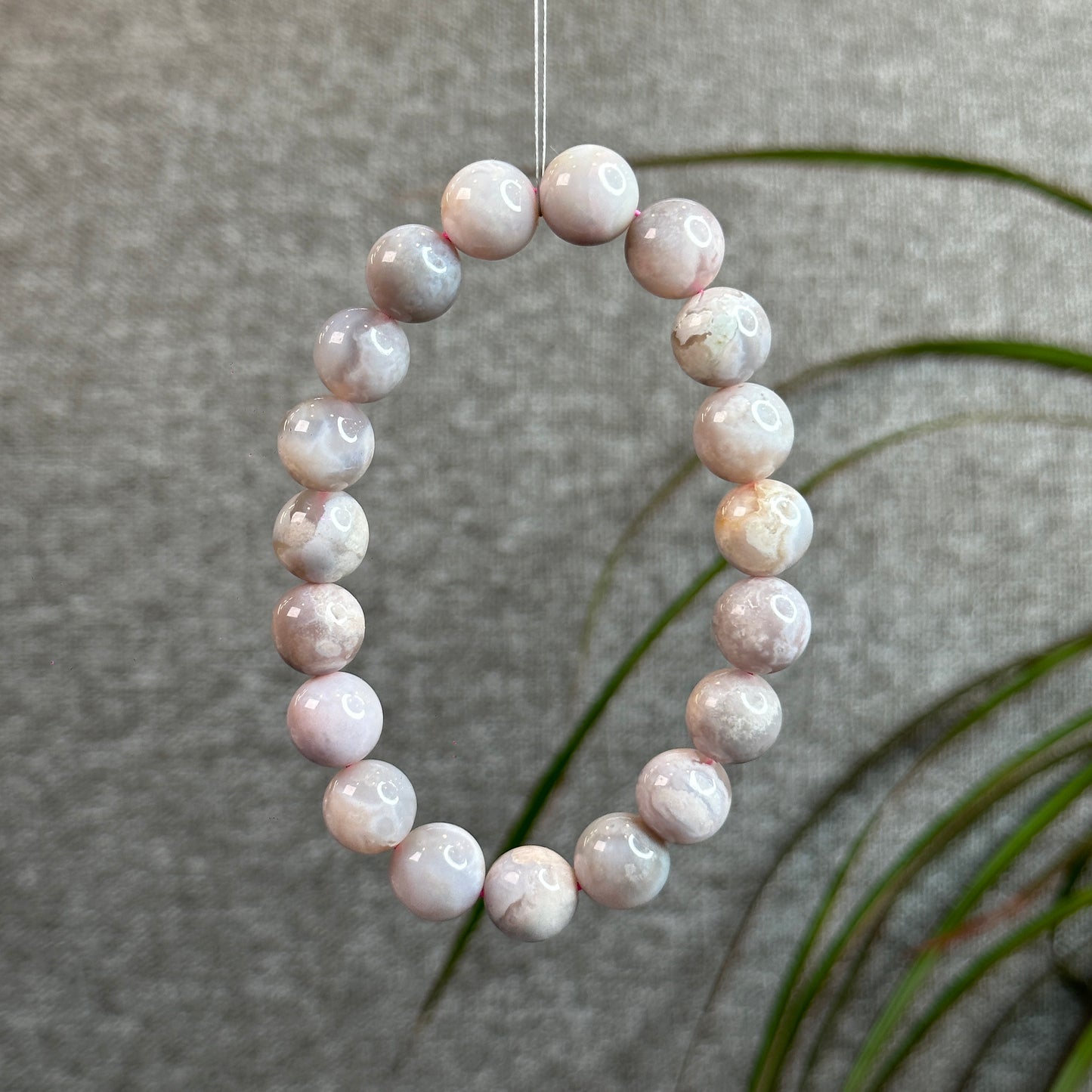 Natural Purple Floral Agate Bracelet Size 11 mm