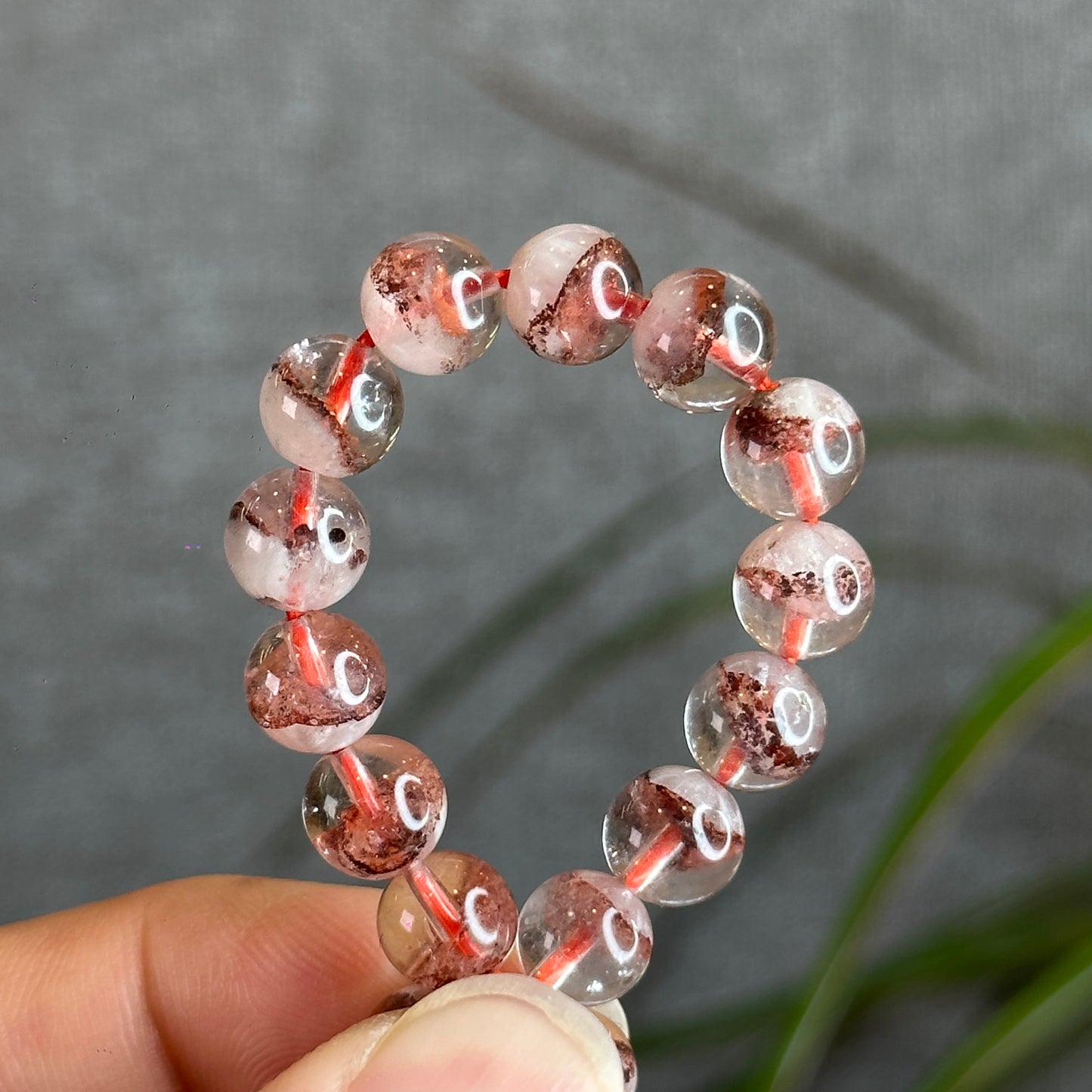 Bracelet Quartz Fantôme Pyramide Rouge Taille 7,5 mm