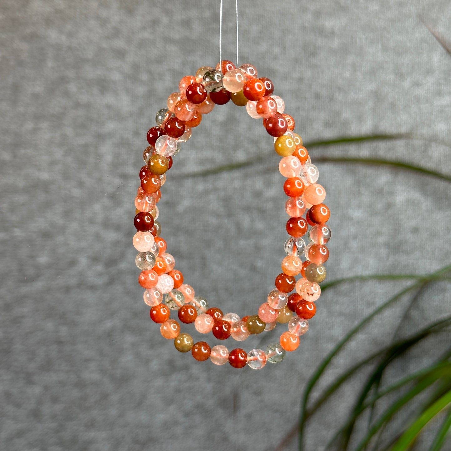 Tri Colour Natural Rutilated Quartz Triple Wrap Bracelet Size 4 mm