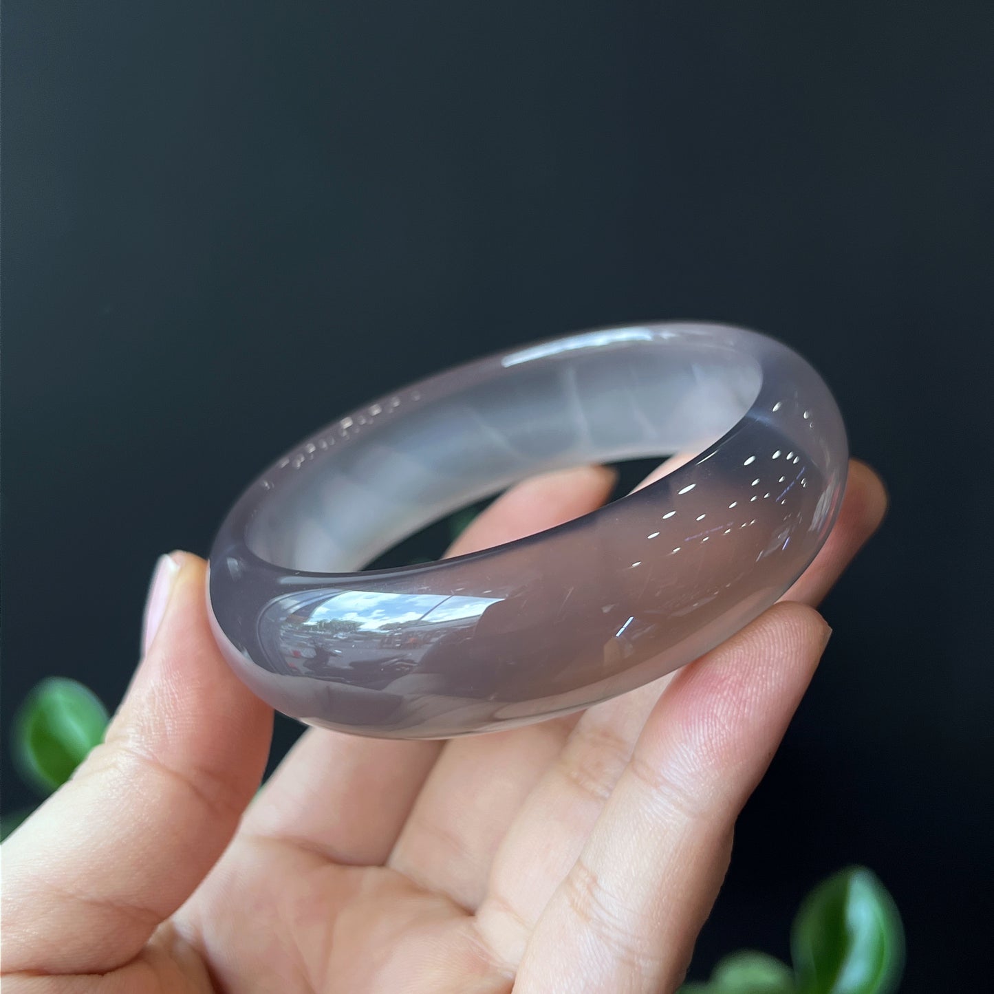 Natural Agate Bangle Leaf Style Size 59 mm