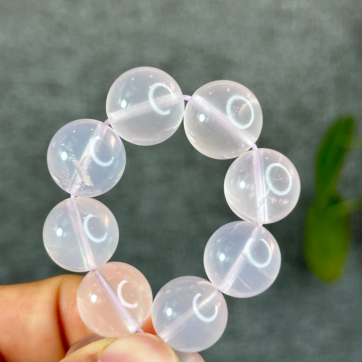 Lavender Mozambique Natural Rose Quartz Bracelet Size 14 mm