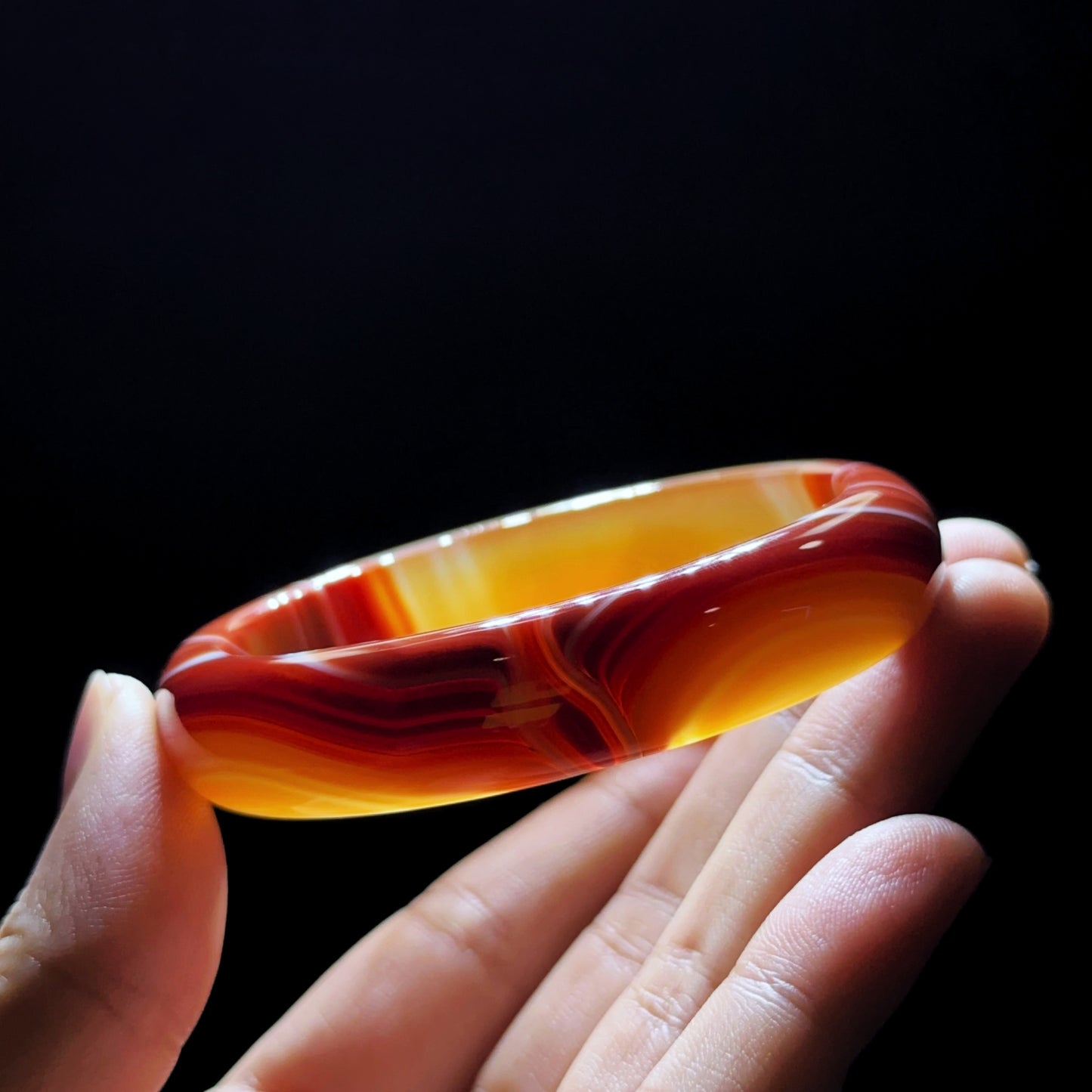 Natural Red Agate Bangle Leaf Style Size 56 mm