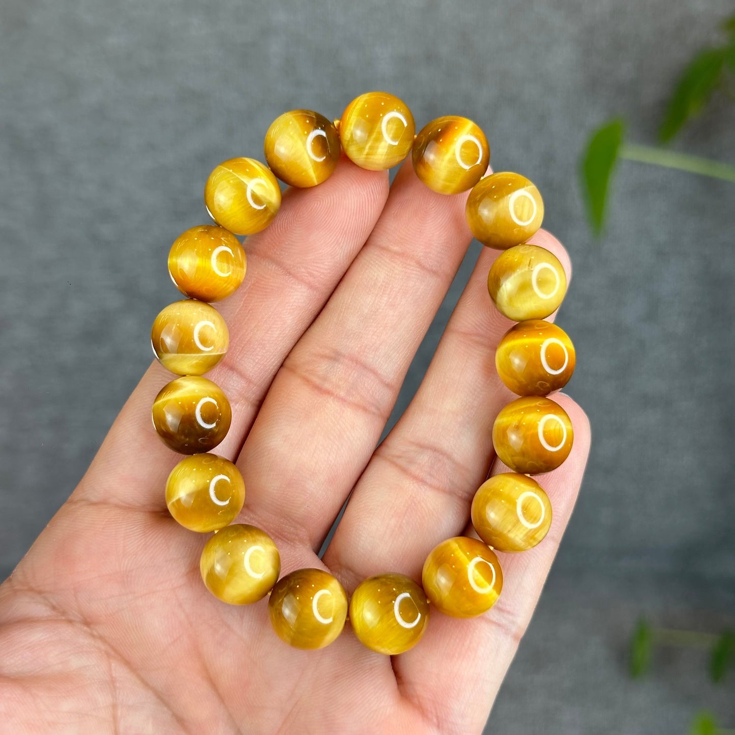 Natural Golden Center Tiger Eye Bracelet Size 12 mm