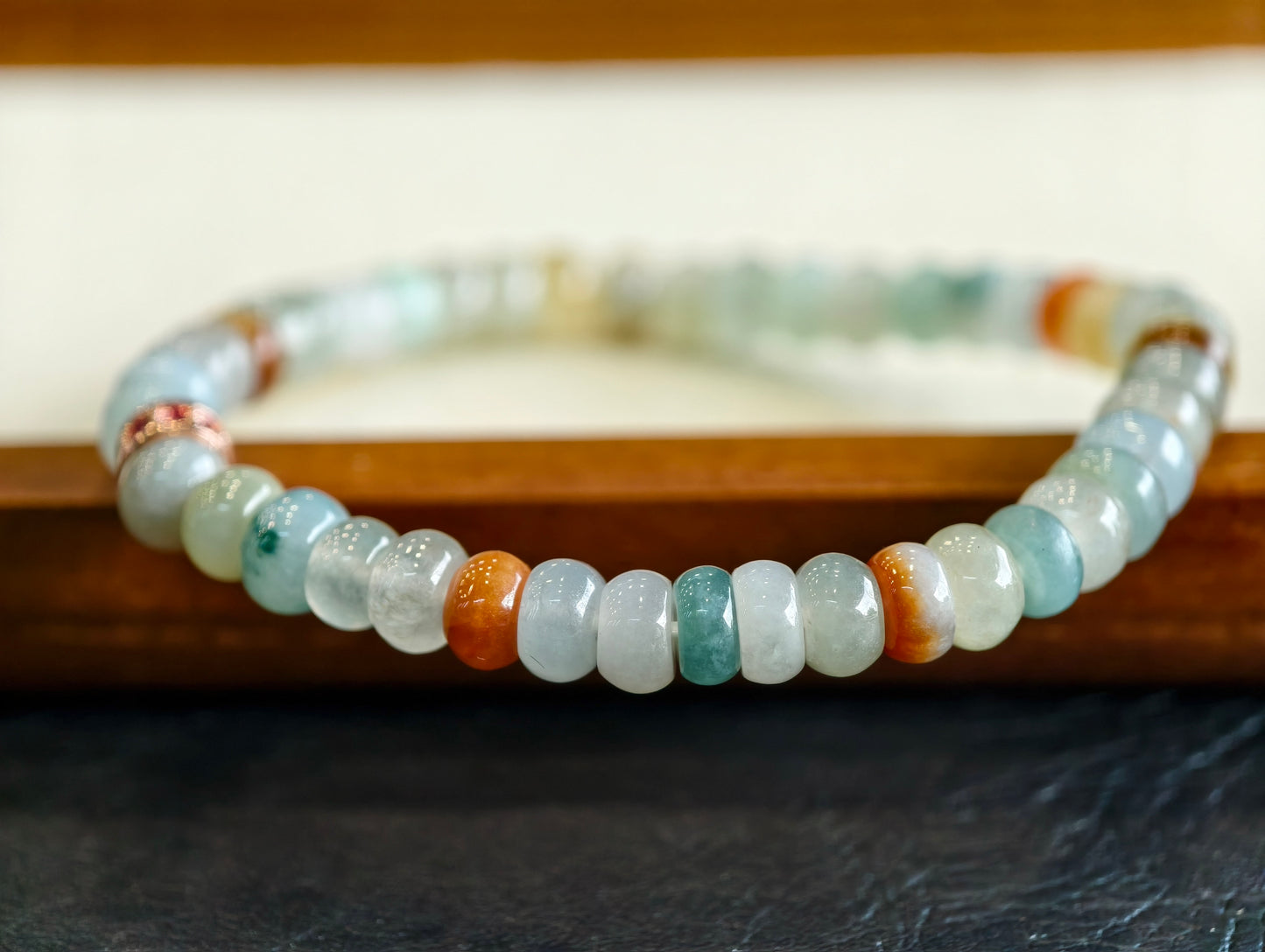 Natural Multi-Colour Jadeite Jade Rondelle Bracelet Size 6 mm