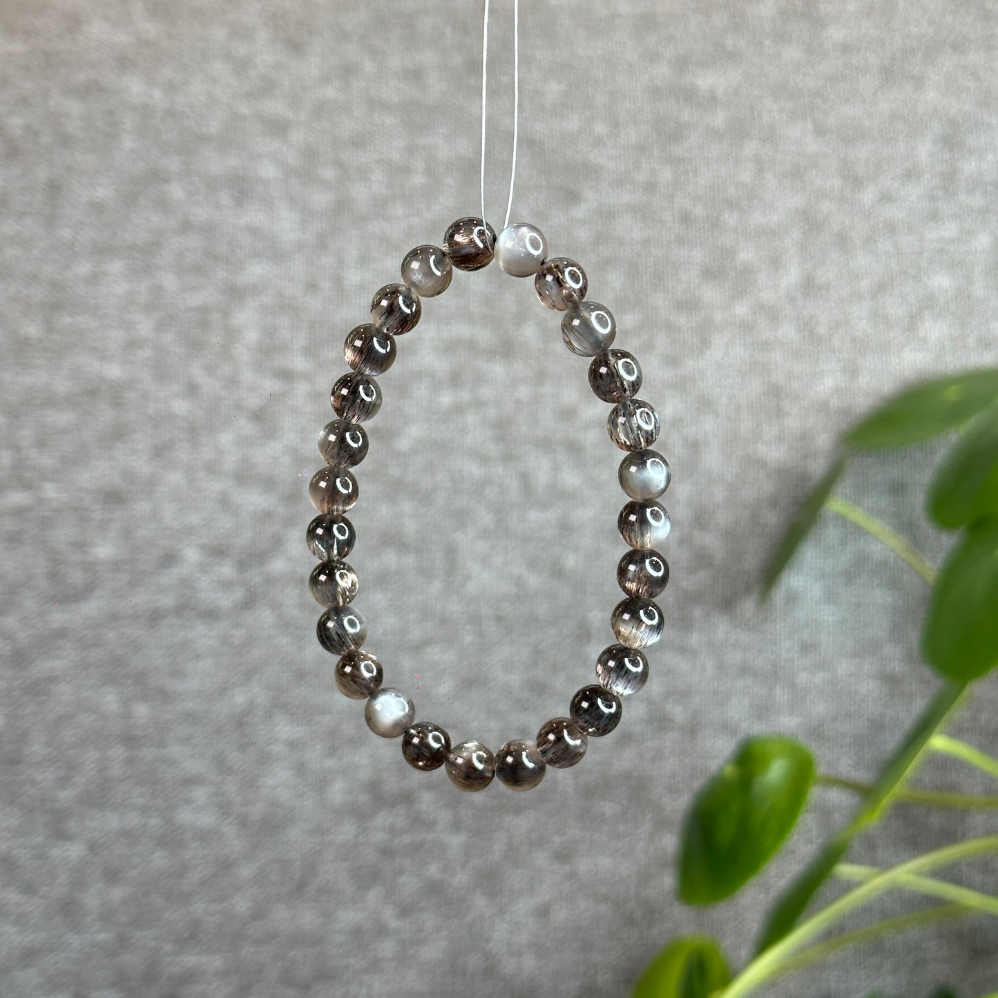 Natural Black Skeletal Sunstone Bracelet Size 7 mm