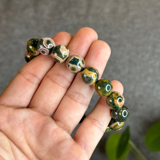 Green Multi Colour Natural Ocean Jasper Bracelet Size 12.5 mm