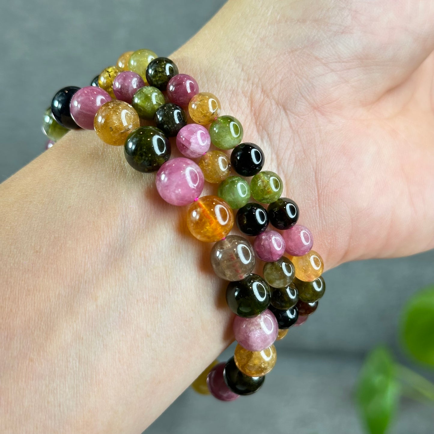 Natural Multi-Colour Tourmaline Bracelet Size 9 mm
