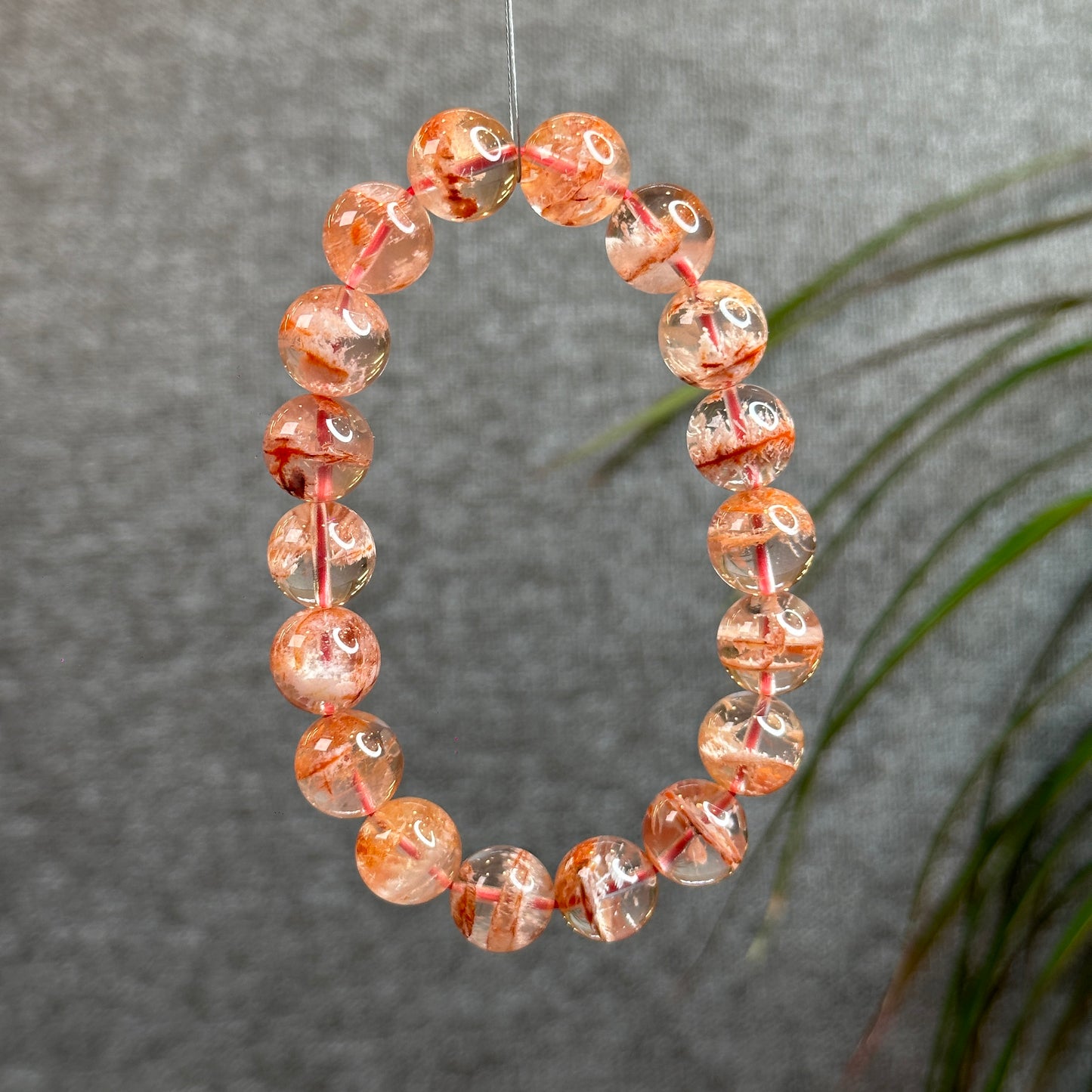 Orange Snowflake Natural Phantom Sericite in Quartz Bracelet Size