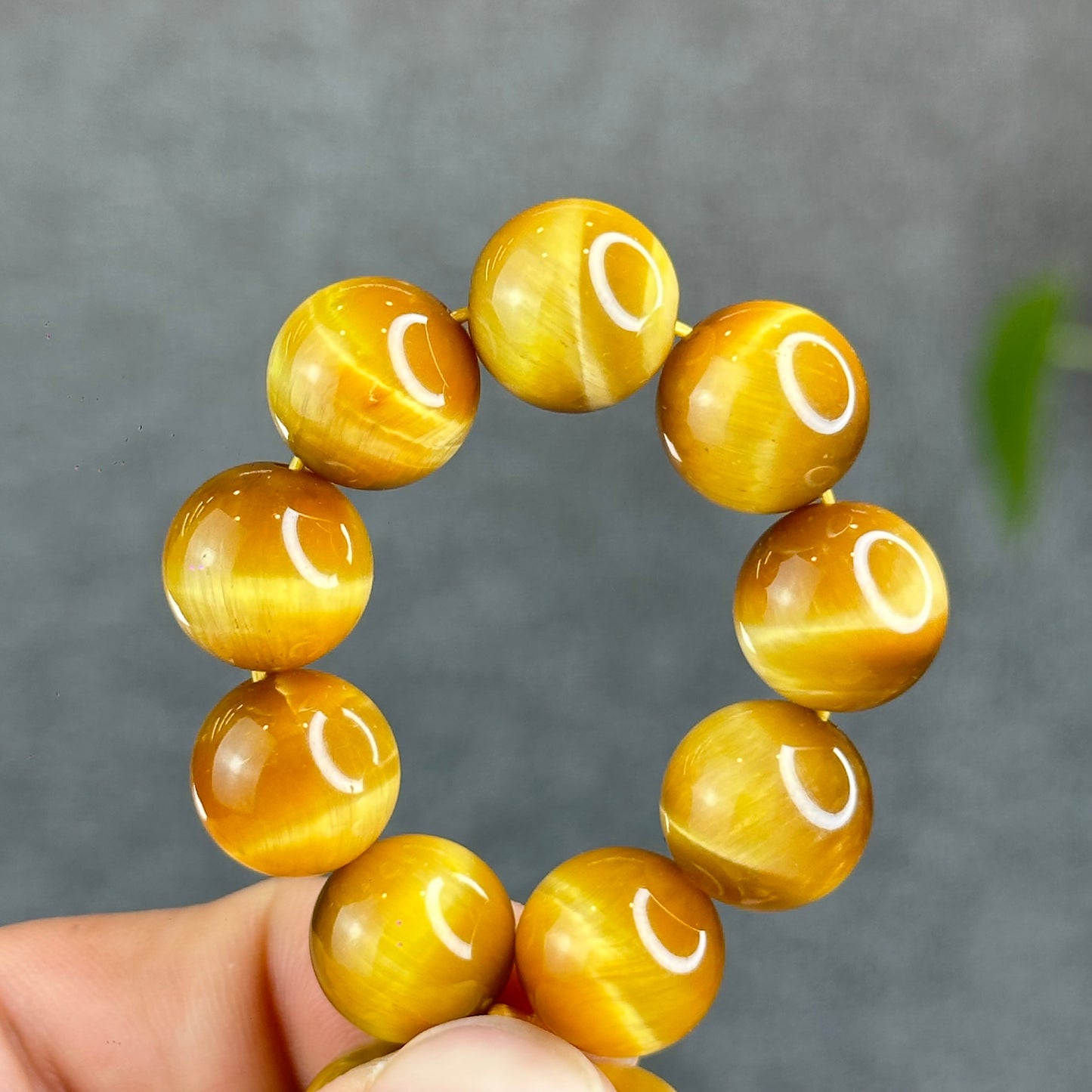 Natural Golden Center Tiger Eye Bracelet Size 12 mm