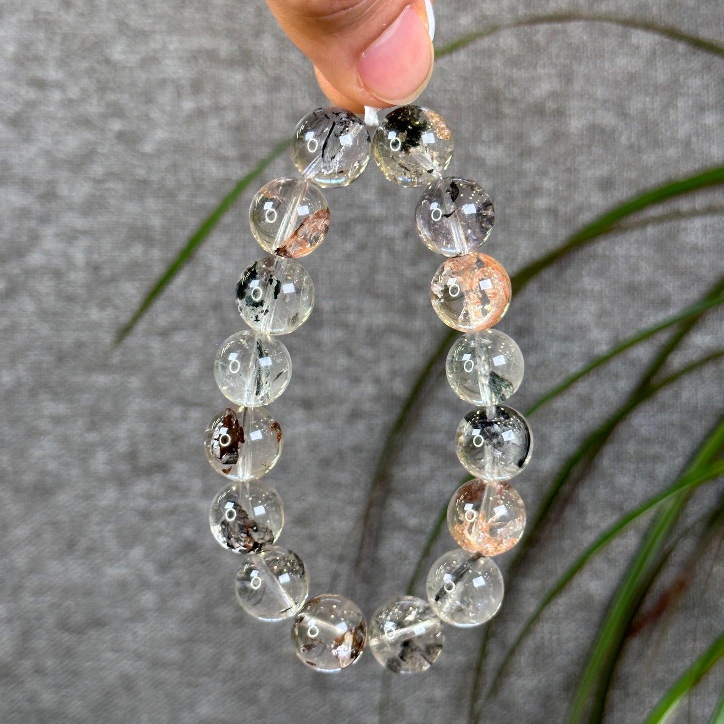 Colorful Natural Herkimer Diamond Quartz Bracelet Size 13 mm