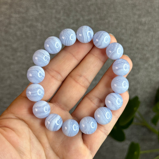 Natural Blue Lace Agate Bracelet Size 13.8 mm