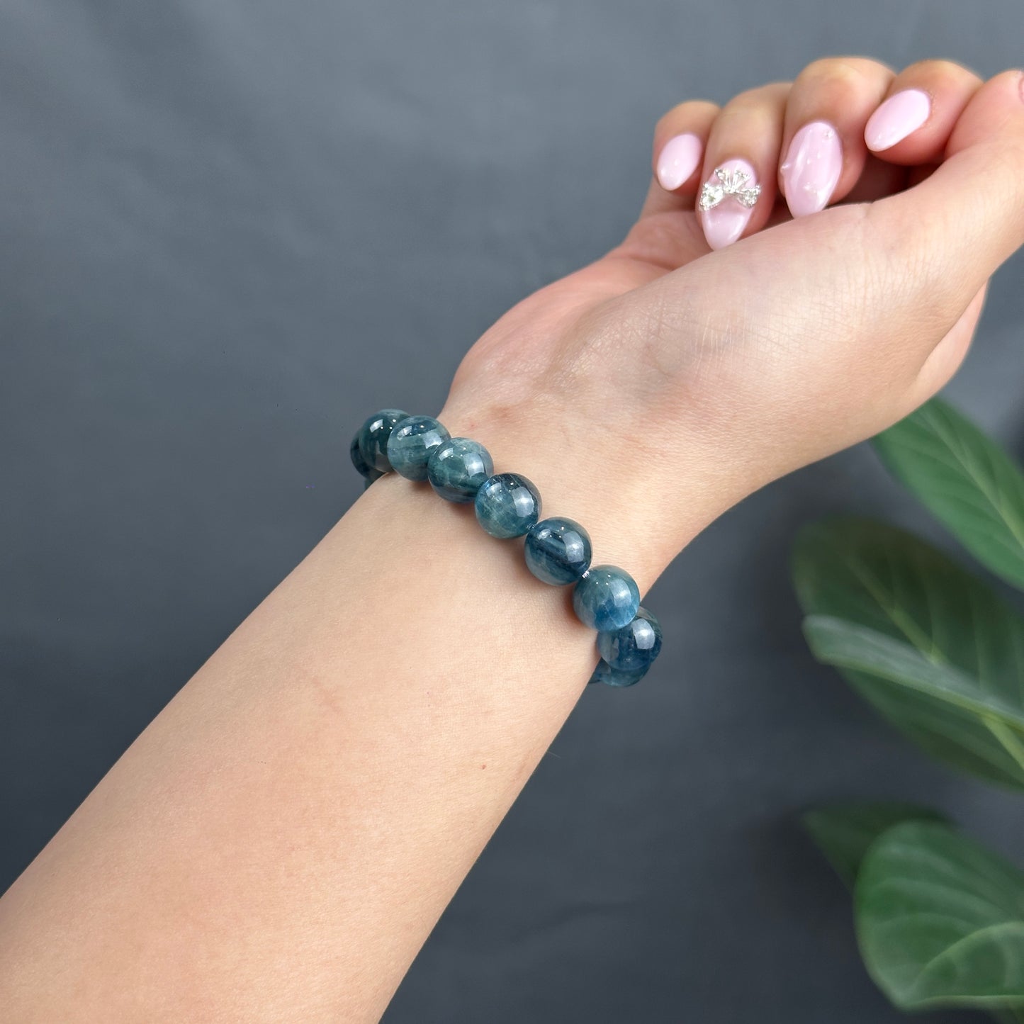 Natural Teal Kyanite Bracelet Size 10.2 mm