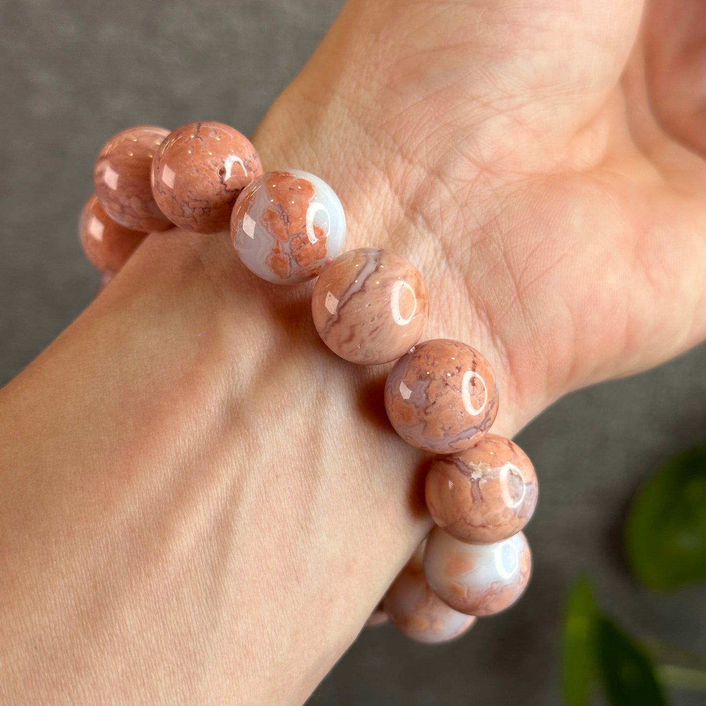 Natural Rose Agate Bracelet Size 15 mm