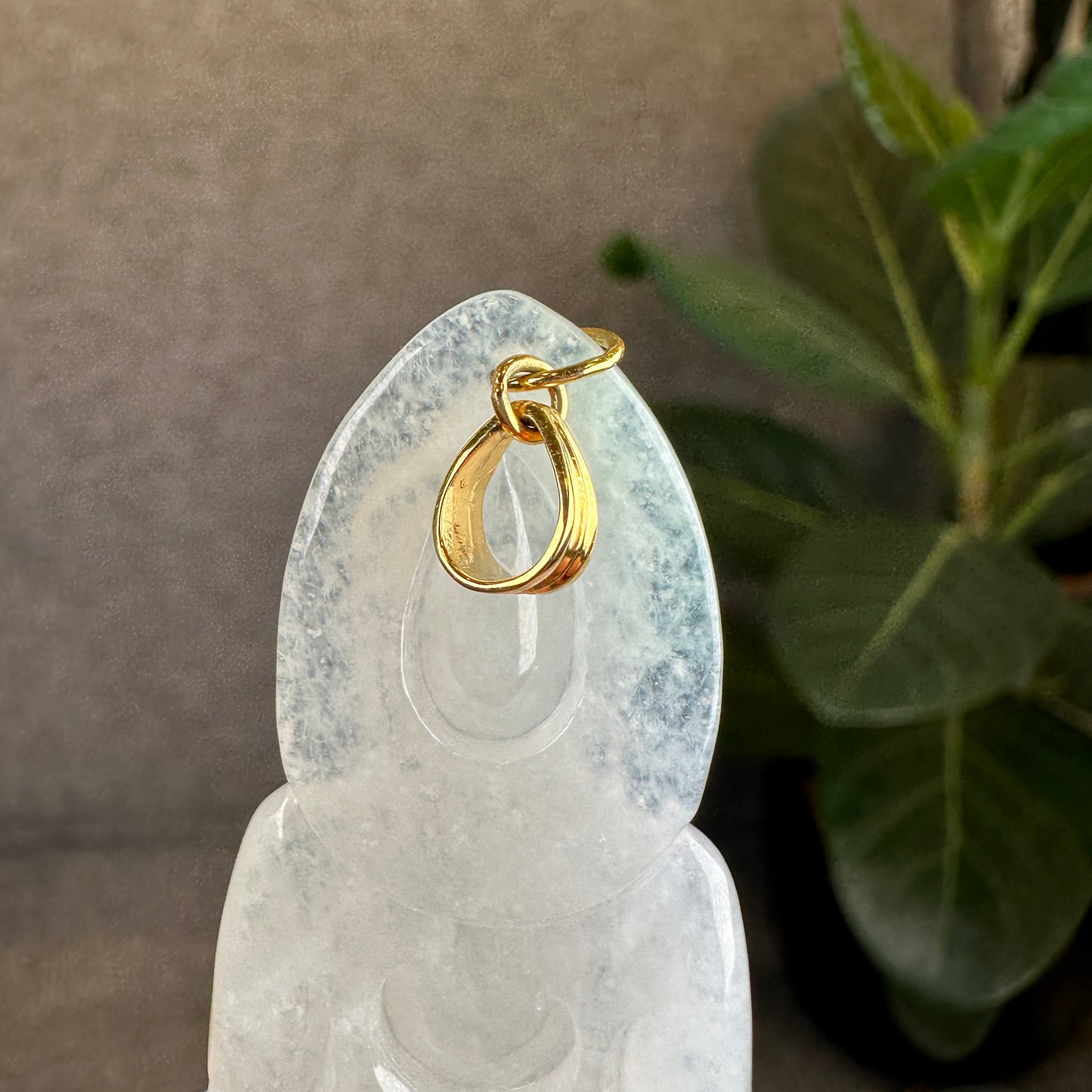 Sakyamuni (Adida) Buddha Translucent Light Green Natural Jadeite Jade Type A Pendant with 18 k Gold Hook
