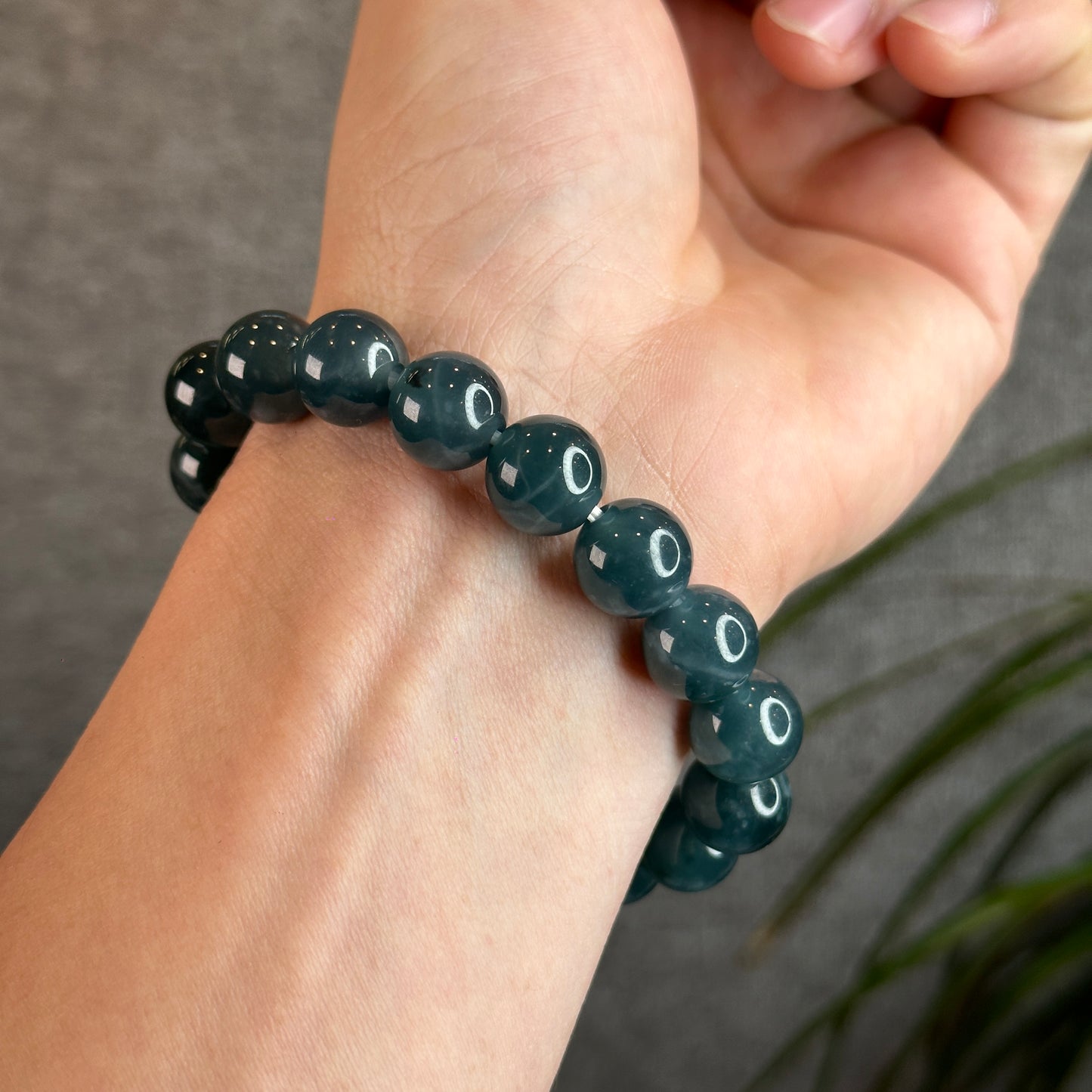 Natural Blue Water Natural Jadeite Jade Bracelet 11.8 mm