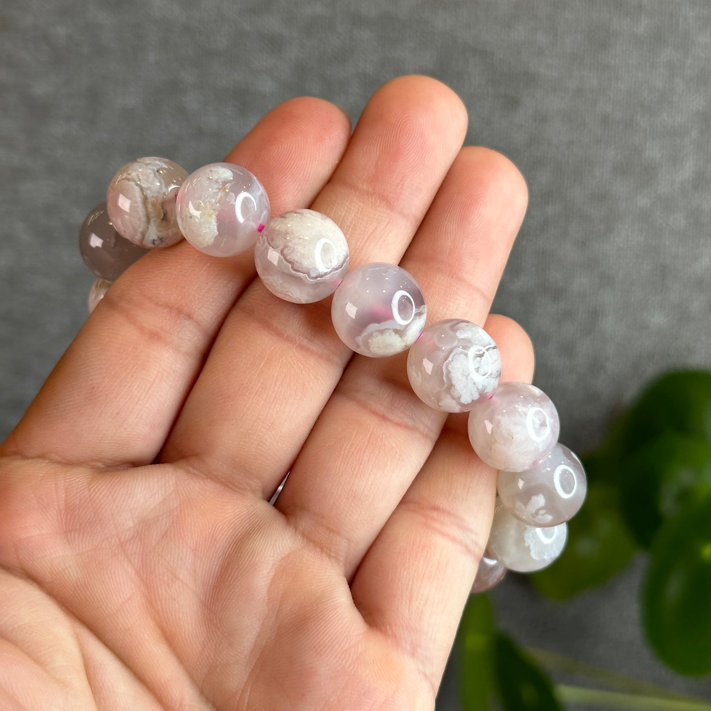 Natural Floral Agate Bracelet Size 13.5 mm