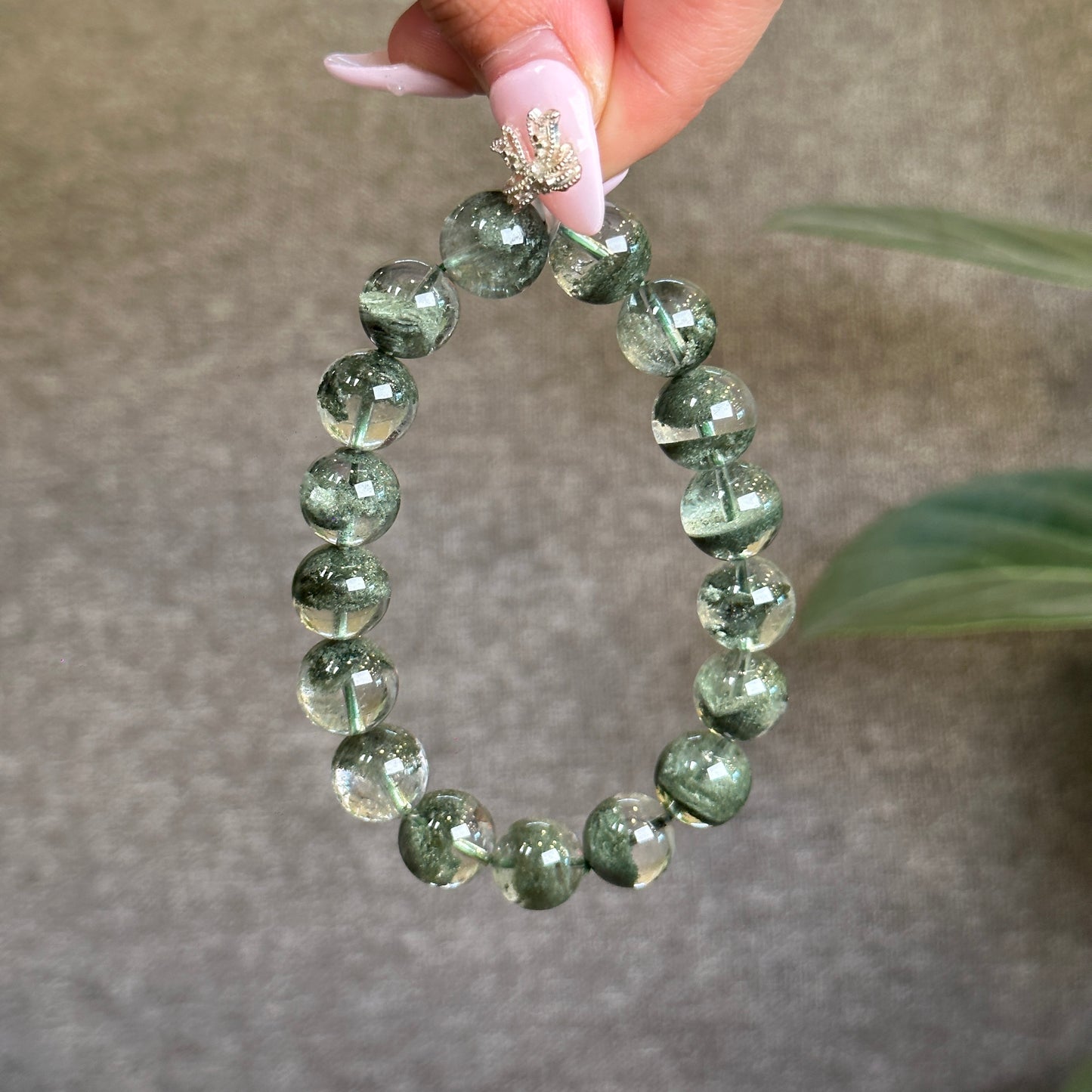 Natural Green Phantom Quartz Bracelet Size 12 mm