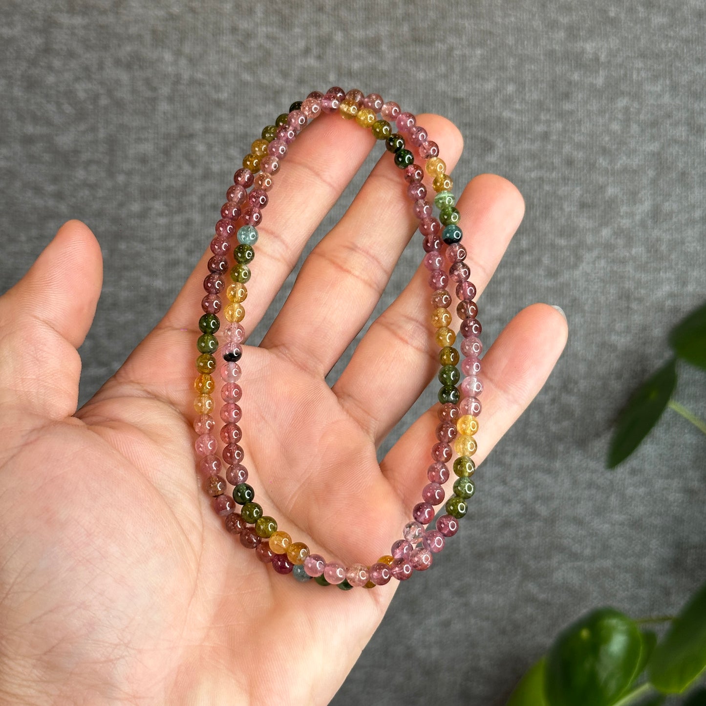 Natural Tourmaline Triple Wrap Bracelet Size 4.5 mm