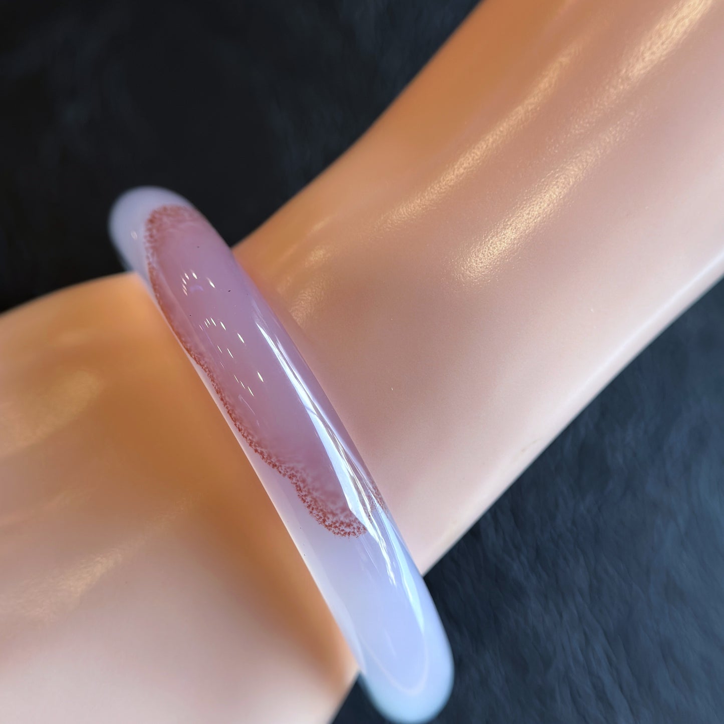 Natural Cinnibar Agate Bangle Leaf Style Size 62 mm