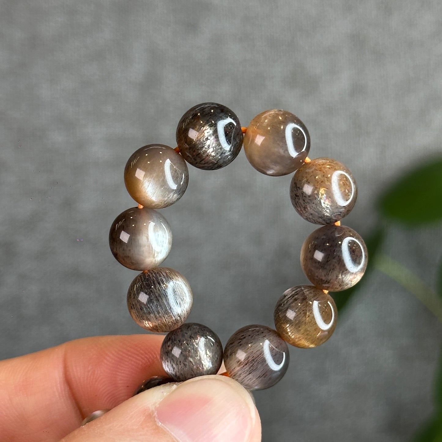 Natural Golden Skeletal Sunstone Bracelet Size 9.8 mm