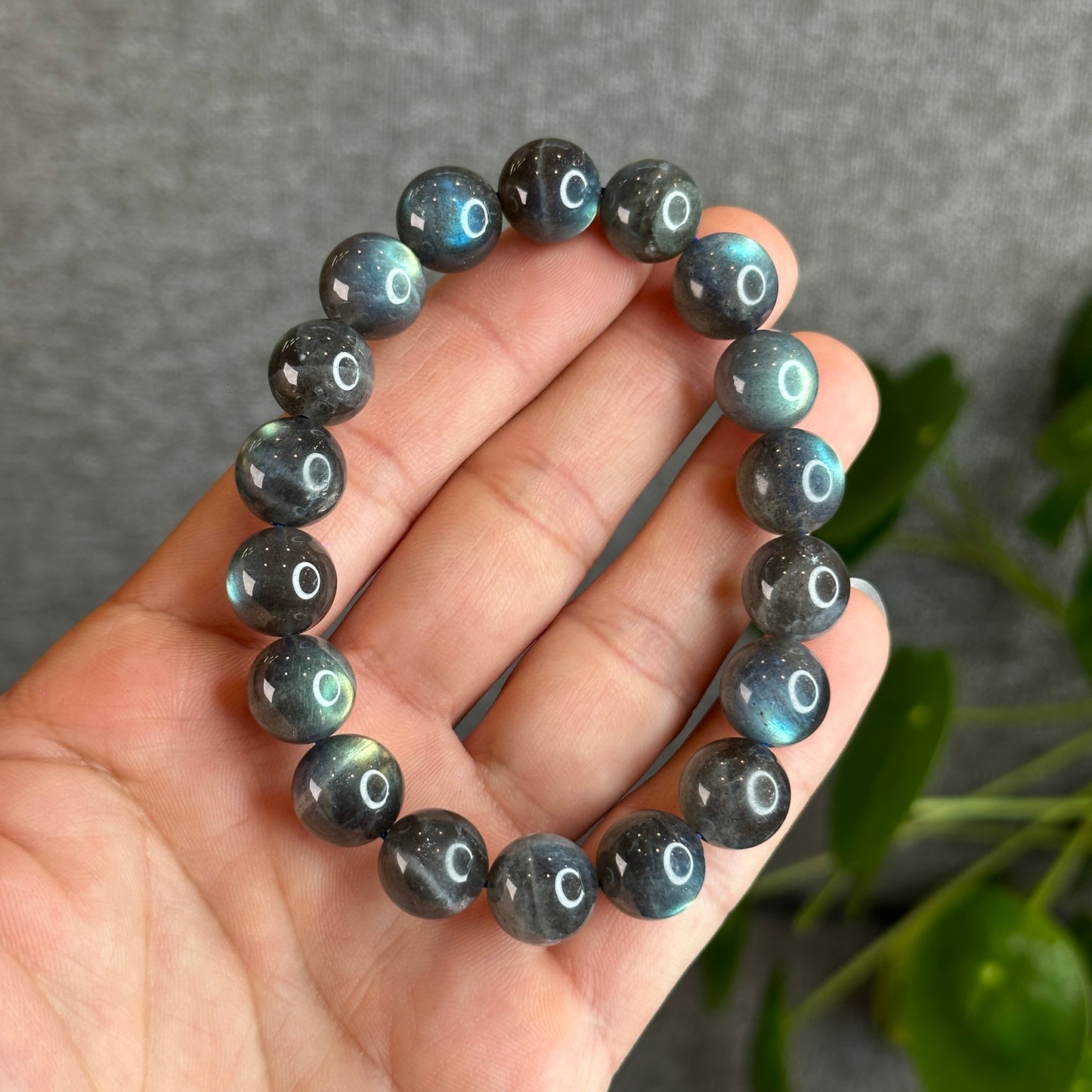 Natural Dark Galaxy Labradorite Bracelet Size 12 mm