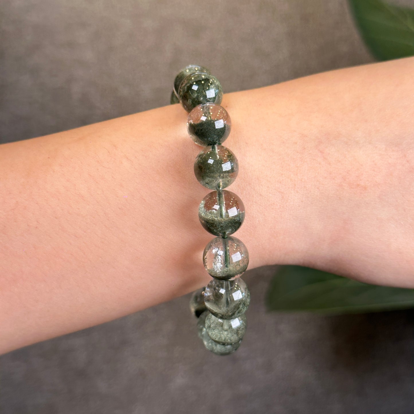 Natural Green Phantom Quartz Bracelet Size 12 mm