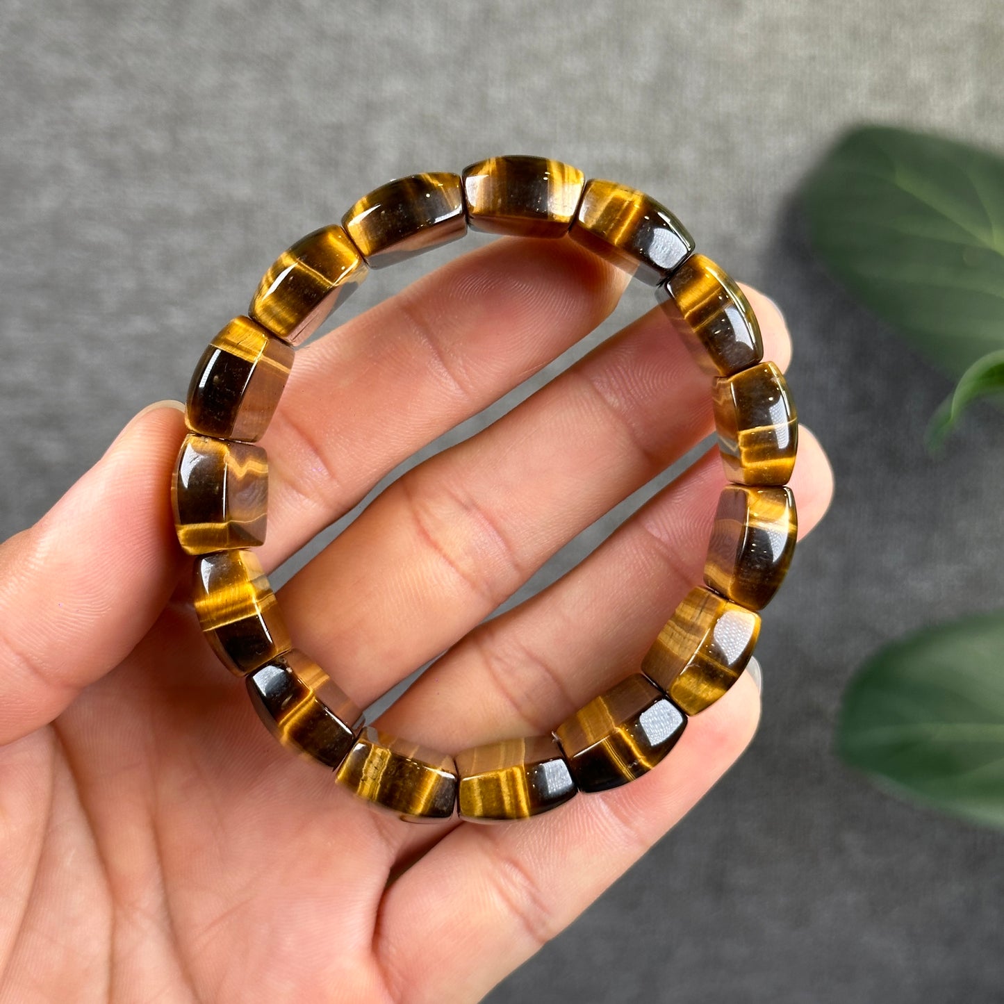 Natural Tiger Eye Flat Style Bracelet Vertical