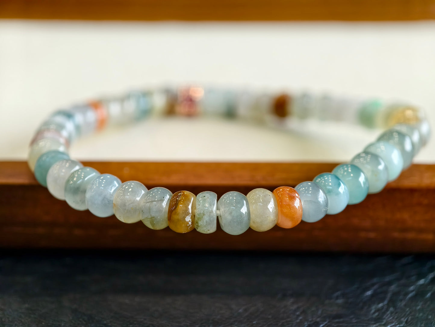 Natural Multi-Colour Jadeite Jade Rondelle Bracelet Size 6 mm
