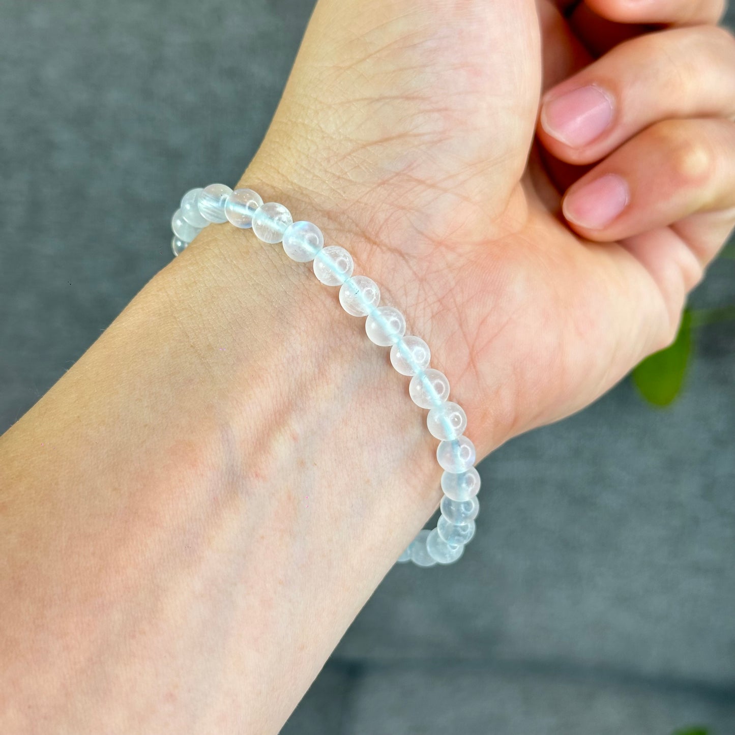Natural Blue Moonstone Bracelet Size 6 mm