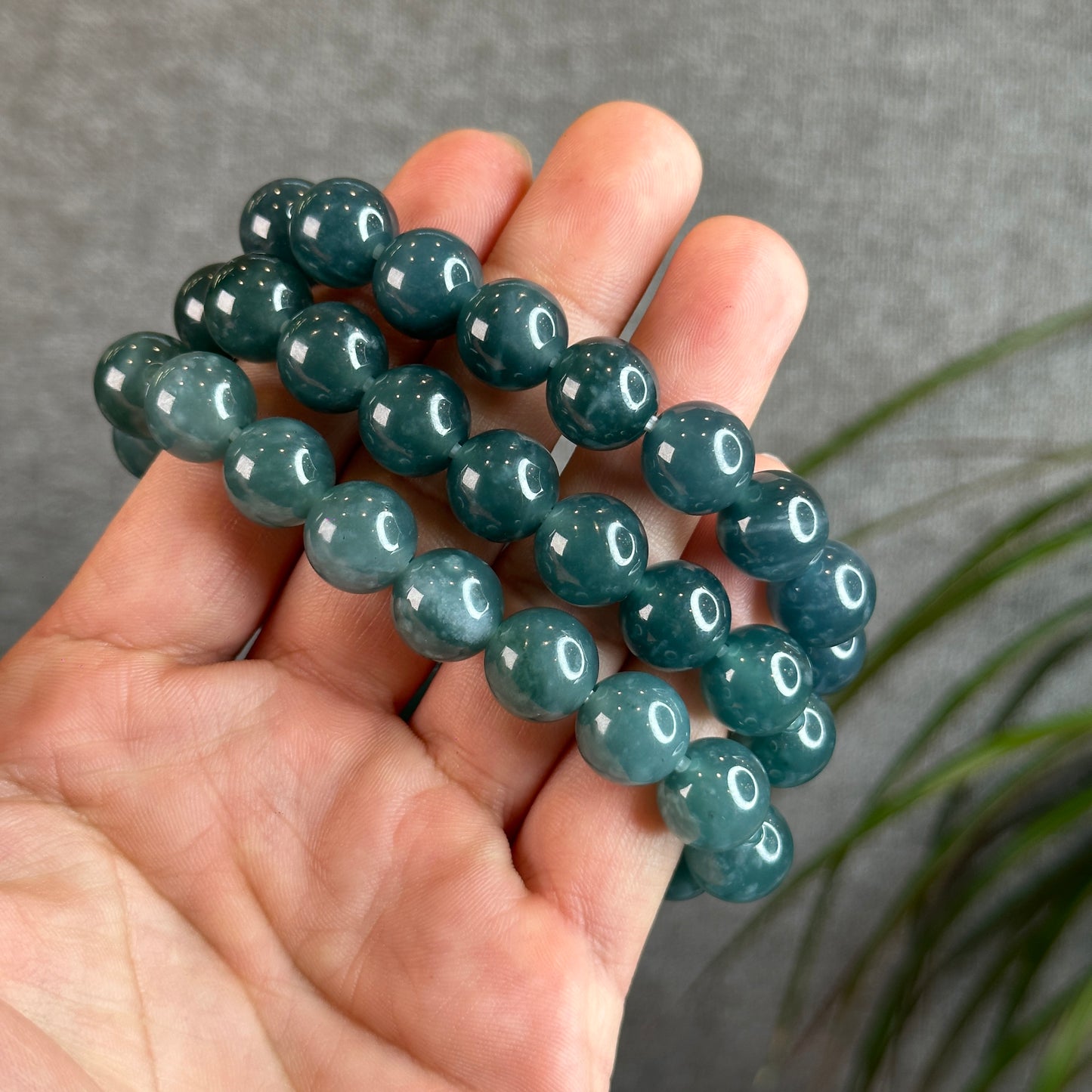Natural Dark Blue Water Jadeite Jade Bracelet Size 11.8 mm