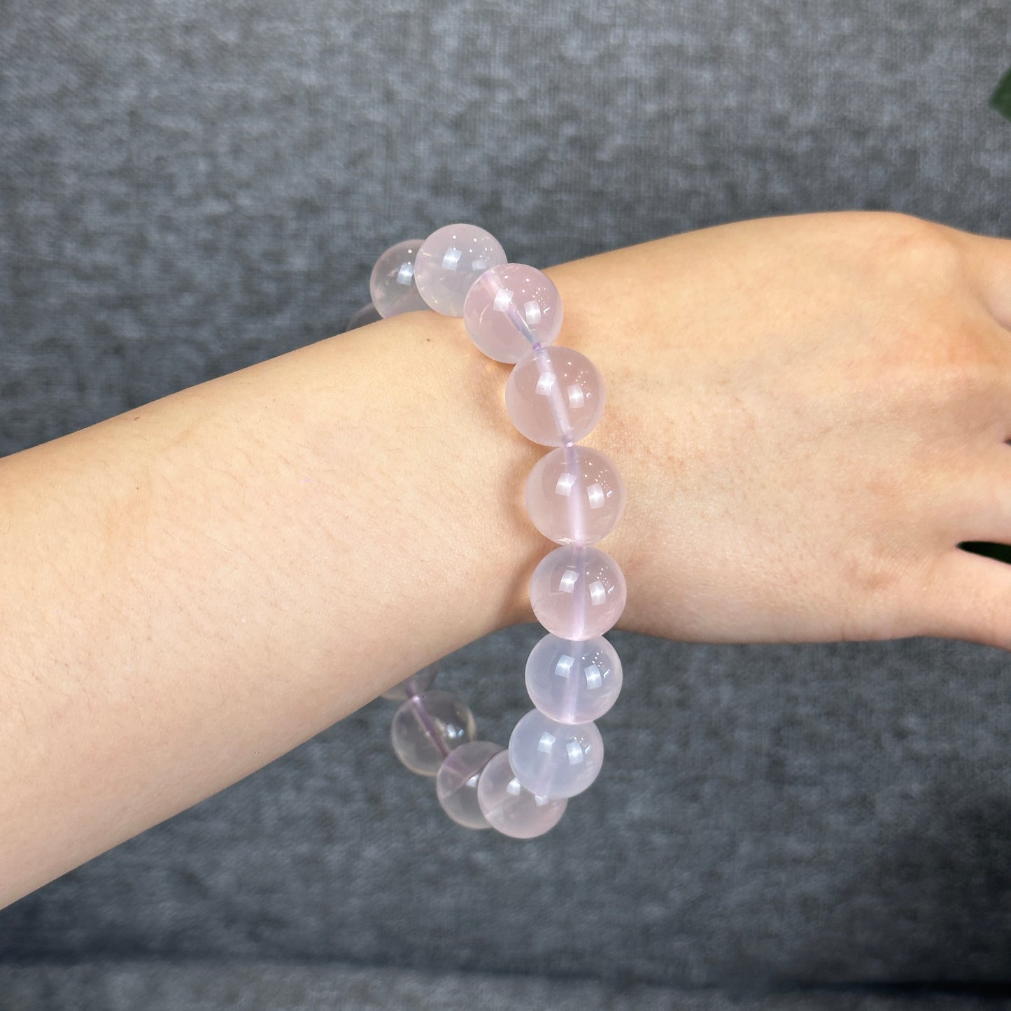 Lavender Mozambique Natural Rose Quartz Bracelet Size 14 mm