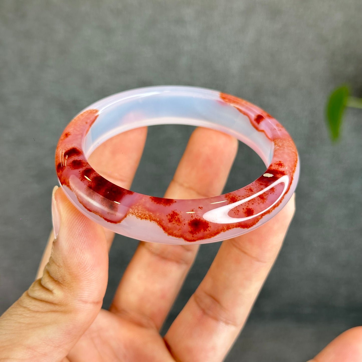 Natural Cinnabar Agate Bangle Size 53.5 mm